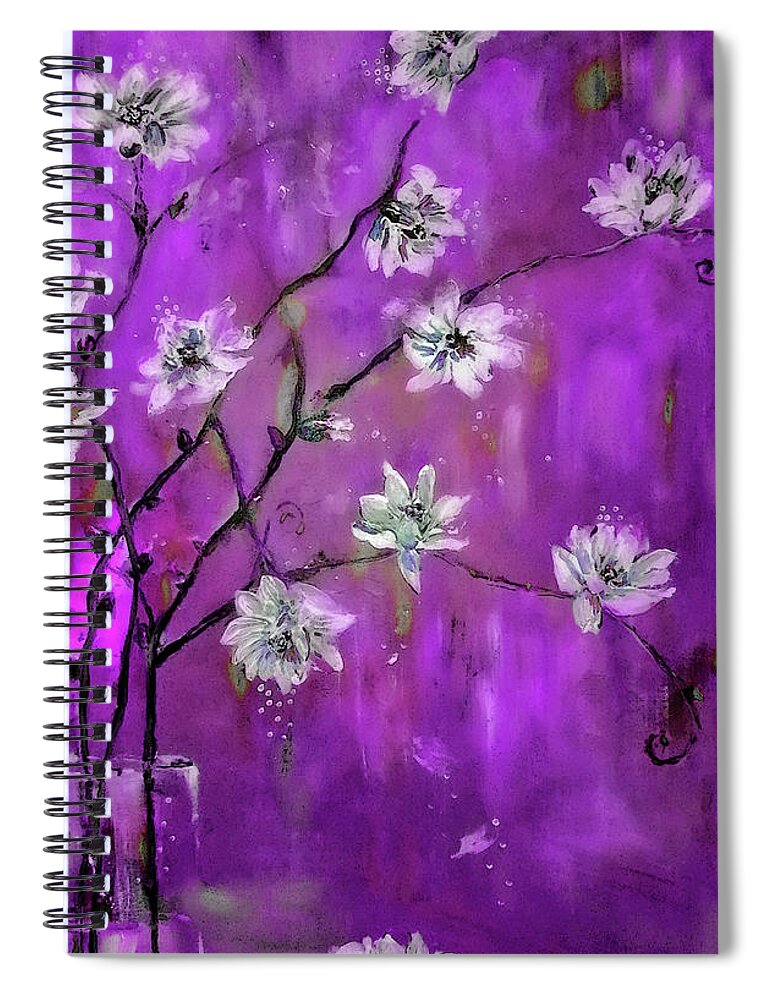 Magnolia Spiral Notebook featuring the painting Magnolia Tree Branch Madness Painting by Lisa Kaiser