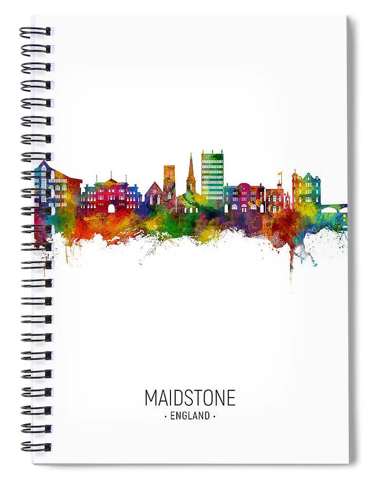 Maidstone Spiral Notebook featuring the digital art Maidstone England Skyline #57 by Michael Tompsett