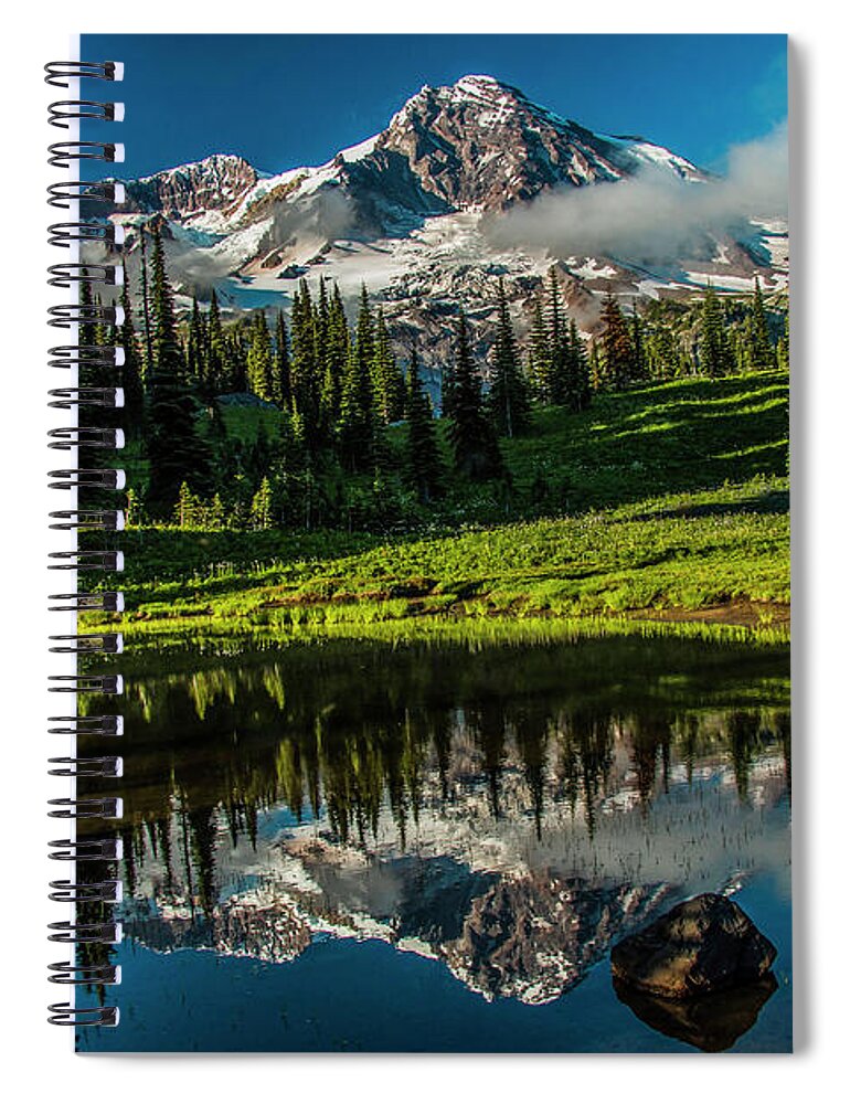 Mount Rainier Spiral Notebook featuring the photograph Majestic Mountain Reflection by Doug Scrima