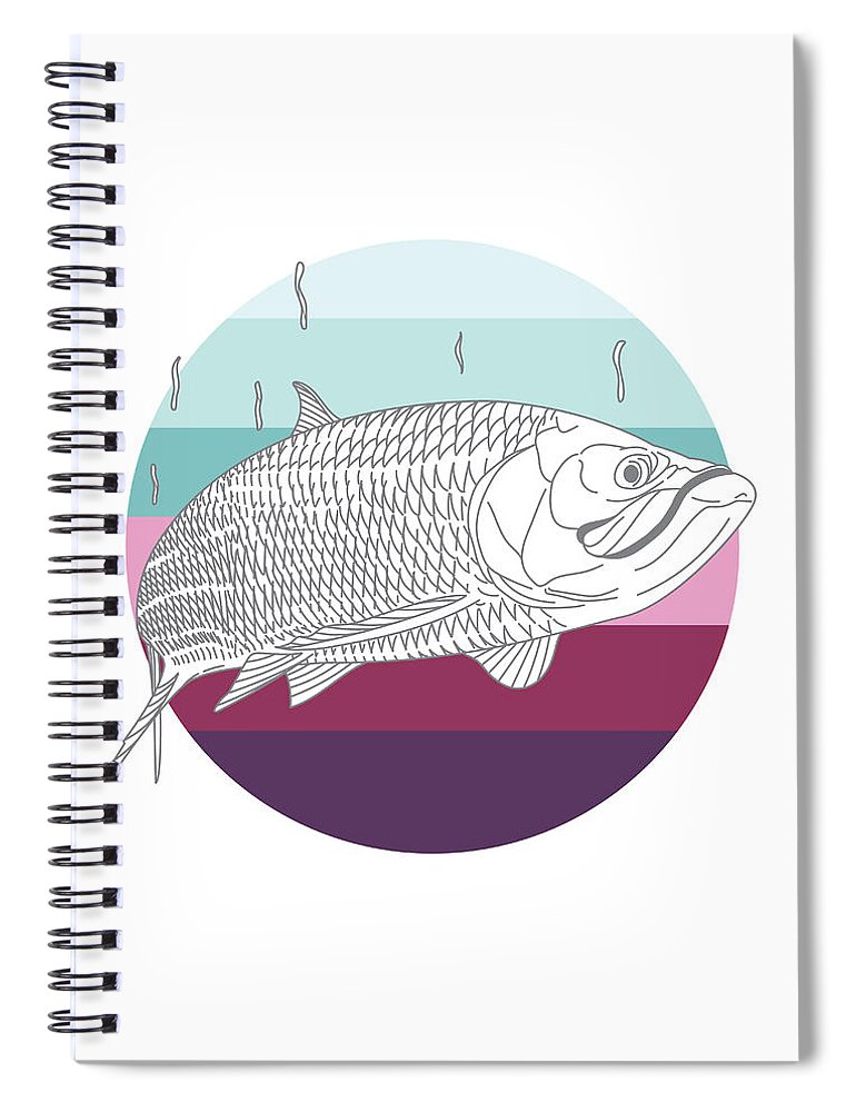 Tarpon Spiral Notebook featuring the digital art Majestic Tarpon by Kevin Putman