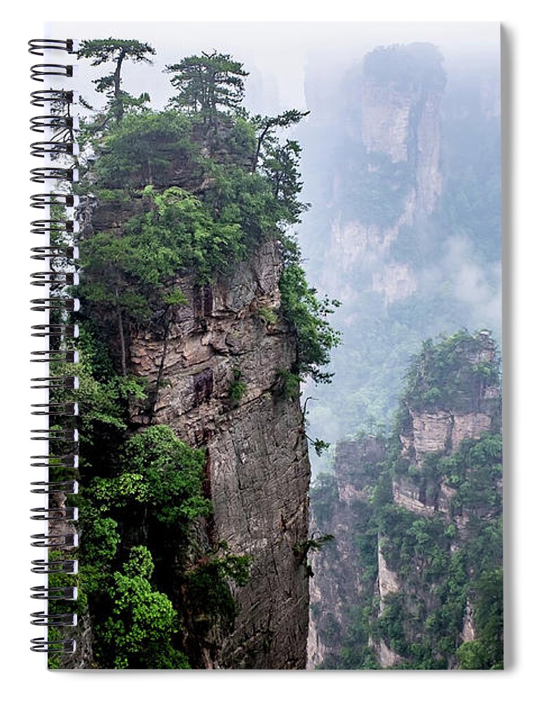 Ancient Spiral Notebook featuring the photograph Majestic View of Zhangjiajie by Arj Munoz