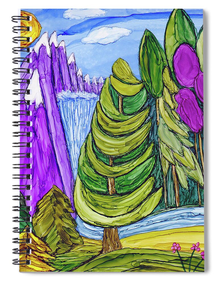 Mountains Spiral Notebook featuring the painting Majesty by Winona's Sunshyne