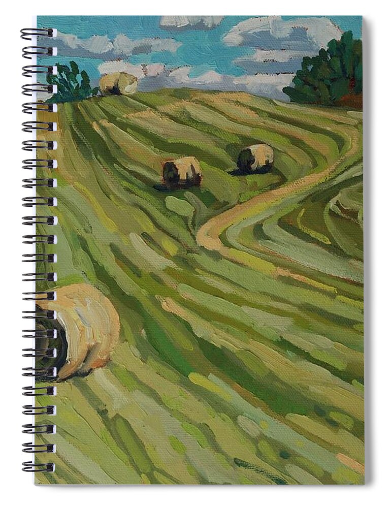 824 Spiral Notebook featuring the painting Making Hay on the 12th Concession by Phil Chadwick