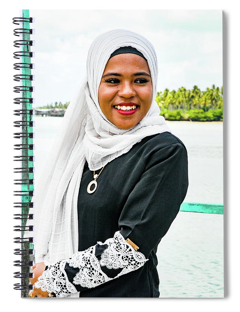 Malaysia Spiral Notebook featuring the photograph Shades Of Islam - Malaysian local woman, Sabah, Borneo by Earth And Spirit