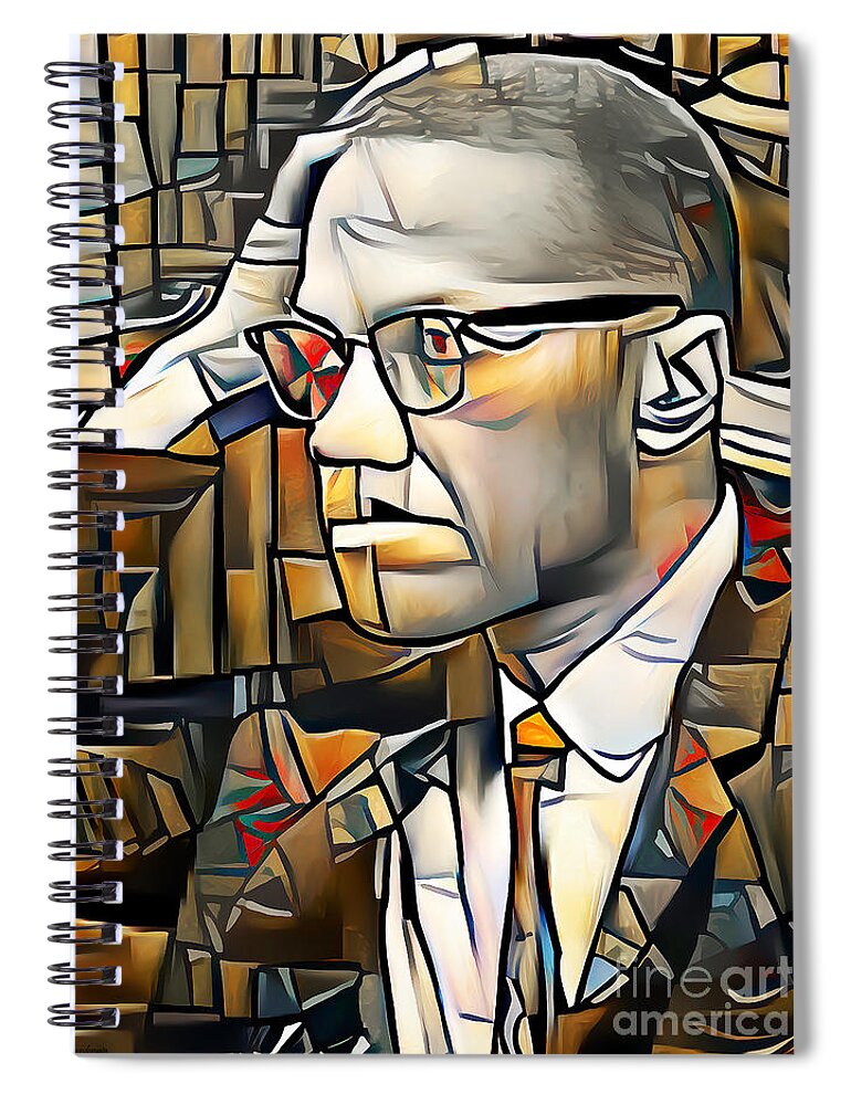 Wingsdomain Spiral Notebook featuring the photograph Malcolm X in Vibrant Contemporary Cubism Colors 20210512 by Wingsdomain Art and Photography