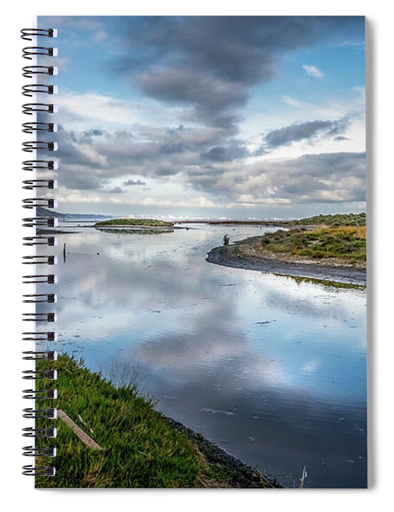Malibu Lagoon Spiral Notebook featuring the photograph Malibu Lagoon To Santa Monica Skyline by Gene Parks