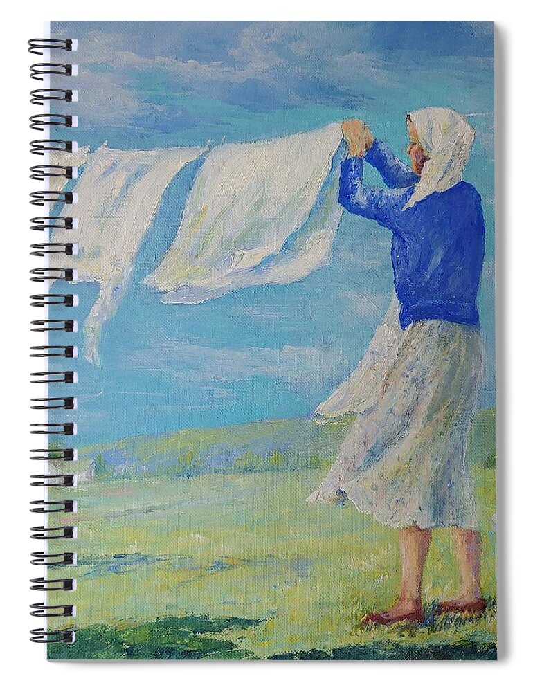 March Spiral Notebook featuring the painting Mama, a Strong Sand Mountain Woman by ML McCormick
