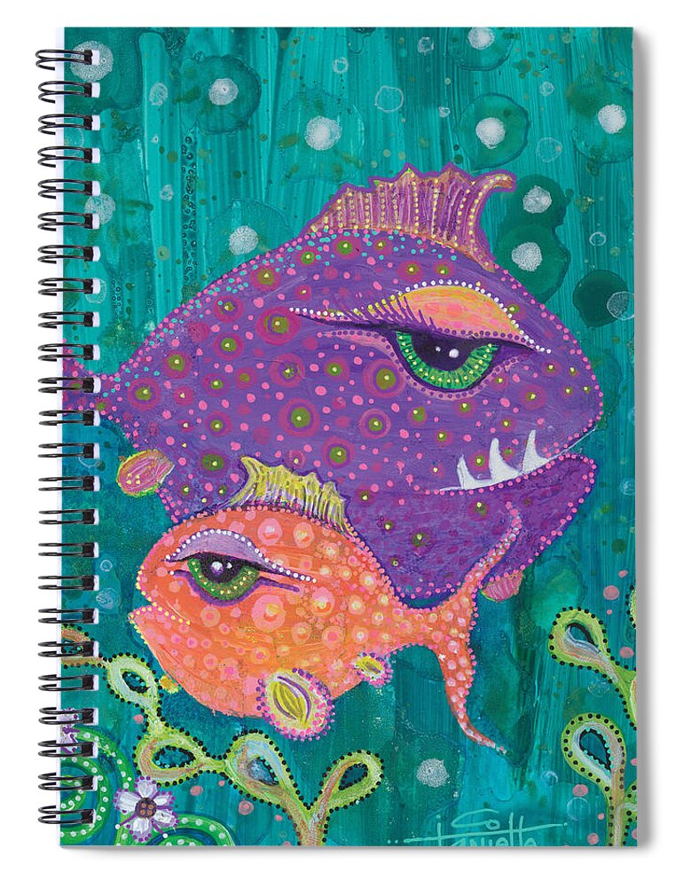 Fish School Spiral Notebook featuring the painting Fish School by Tanielle Childers