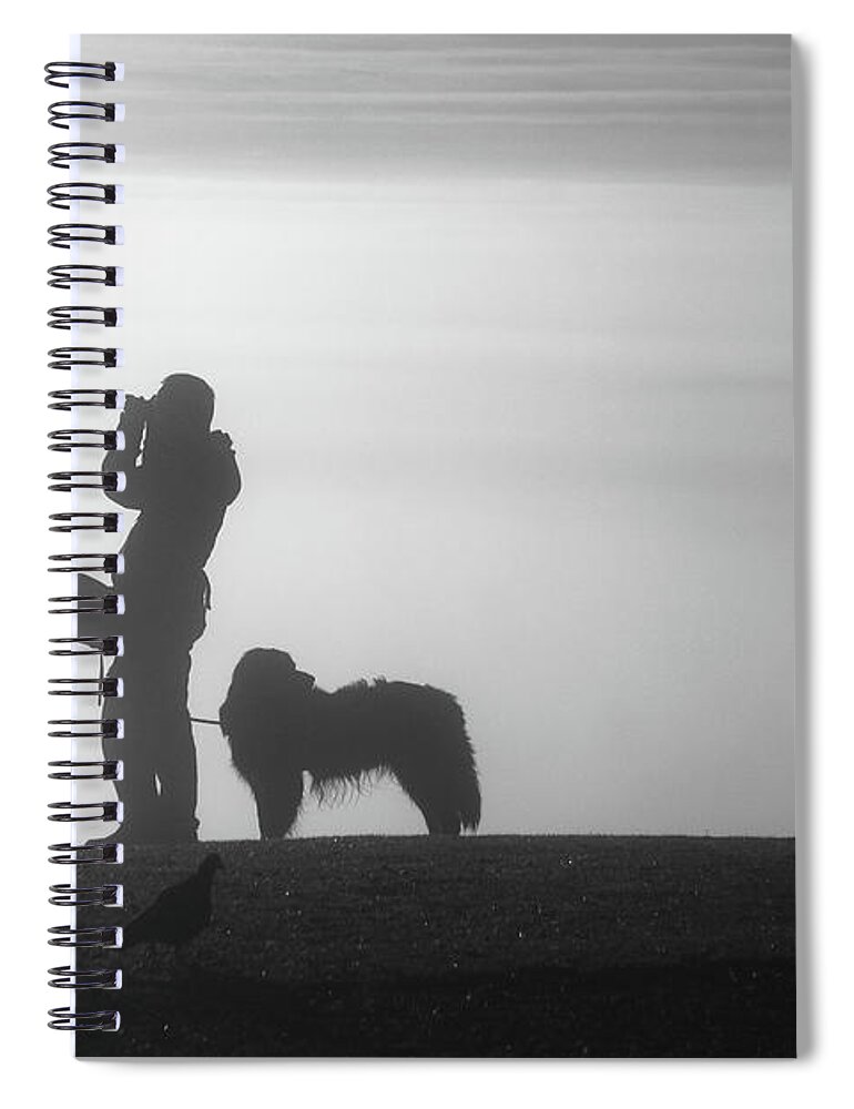 Glastonbury Spiral Notebook featuring the photograph The Photographer And His Dog by Aidan Moran