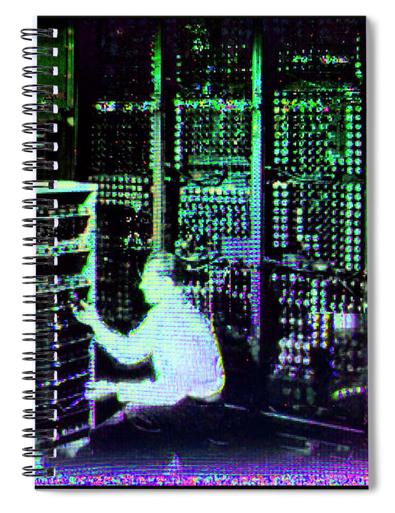 Wunderle Spiral Notebook featuring the digital art Man and Machine V1A by Wunderle