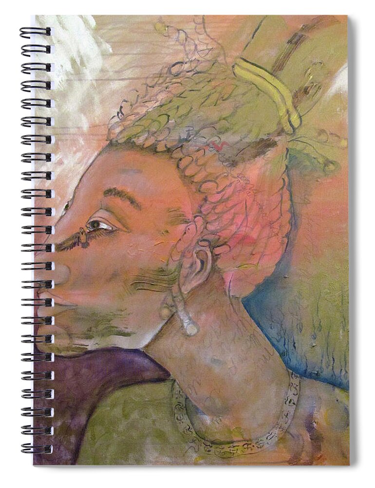 Man Of Color Spiral Notebook featuring the painting Man Dreaming of the End of Violence by Feather Redfox