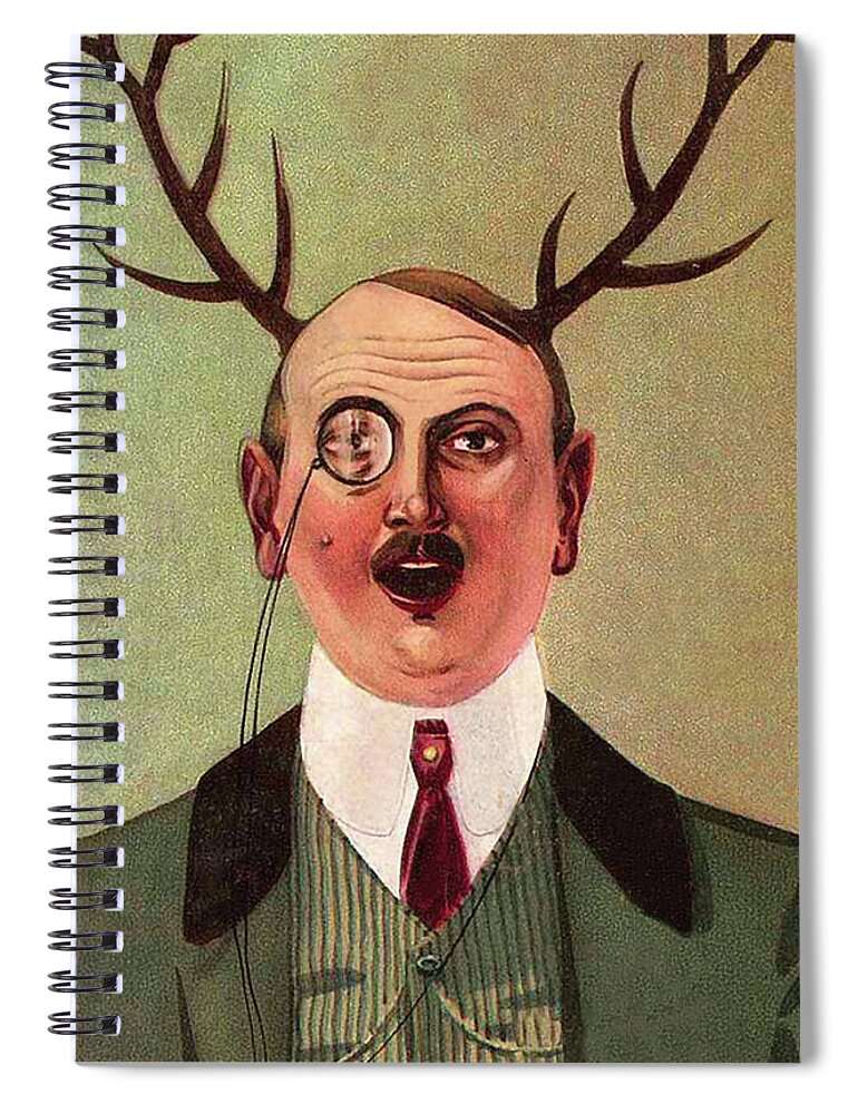 Man Spiral Notebook featuring the digital art Man with Horns by Long Shot