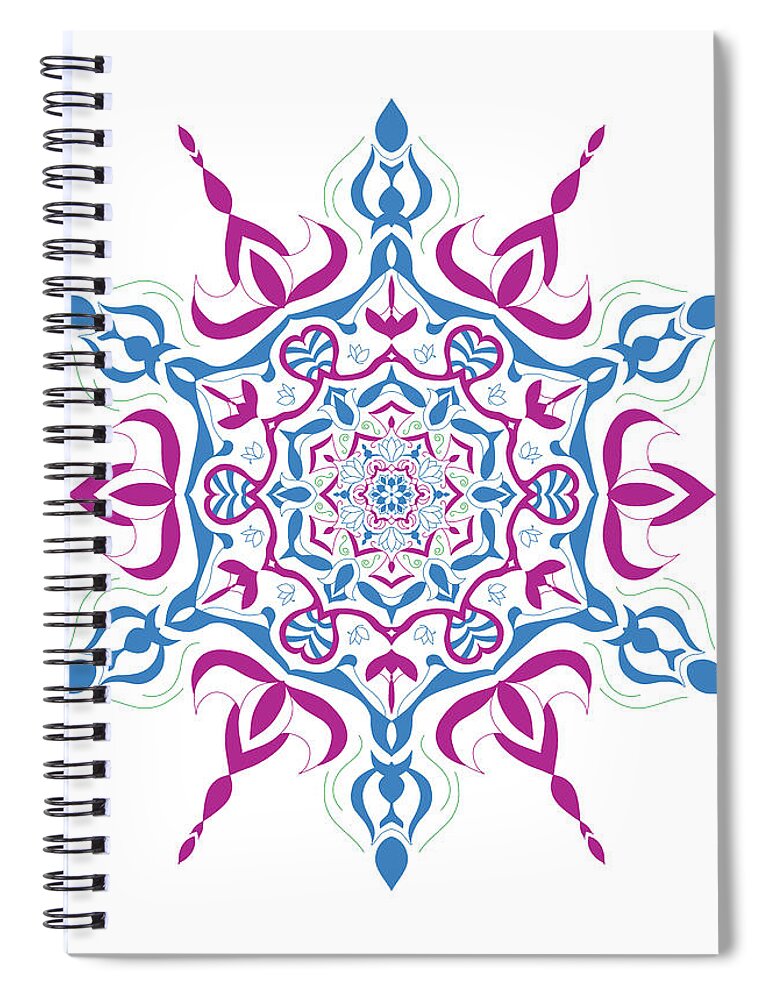 Mandala Spiral Notebook featuring the digital art Mandala of Genie Wishes by Angie Tirado