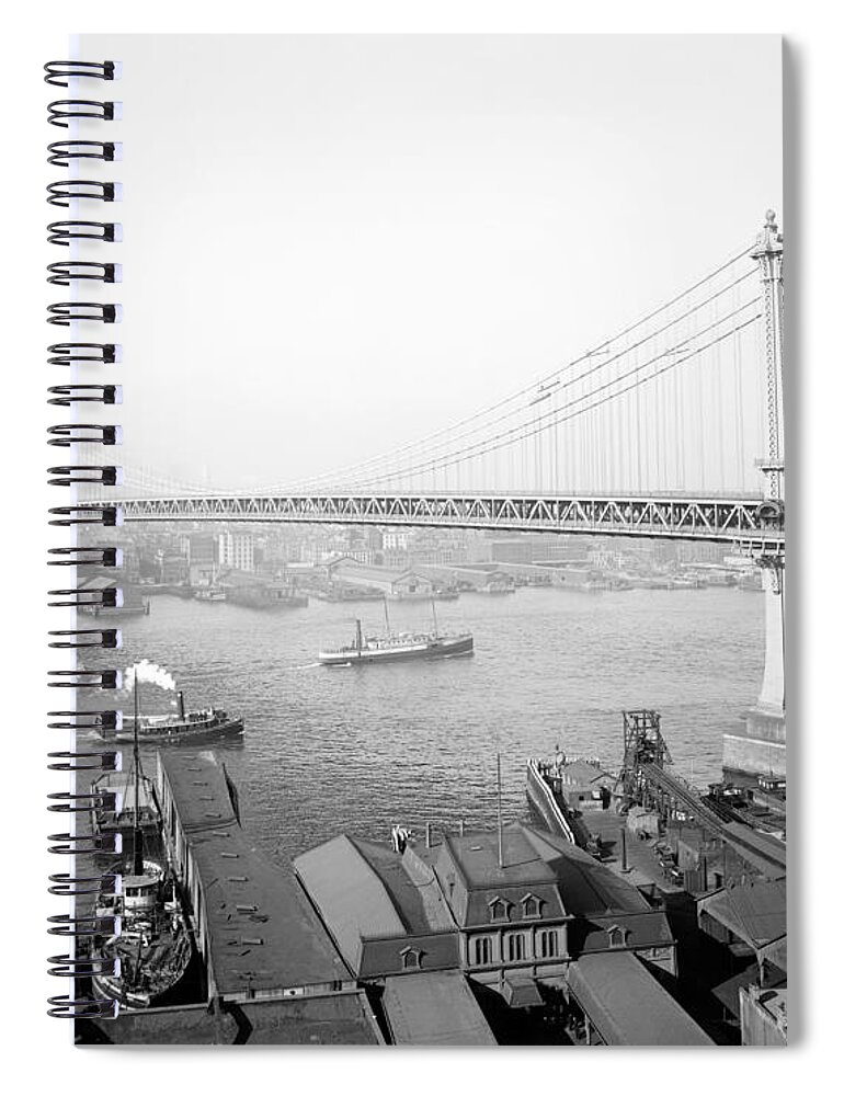 1910 Spiral Notebook featuring the photograph Manhattan Bridge by Unknown