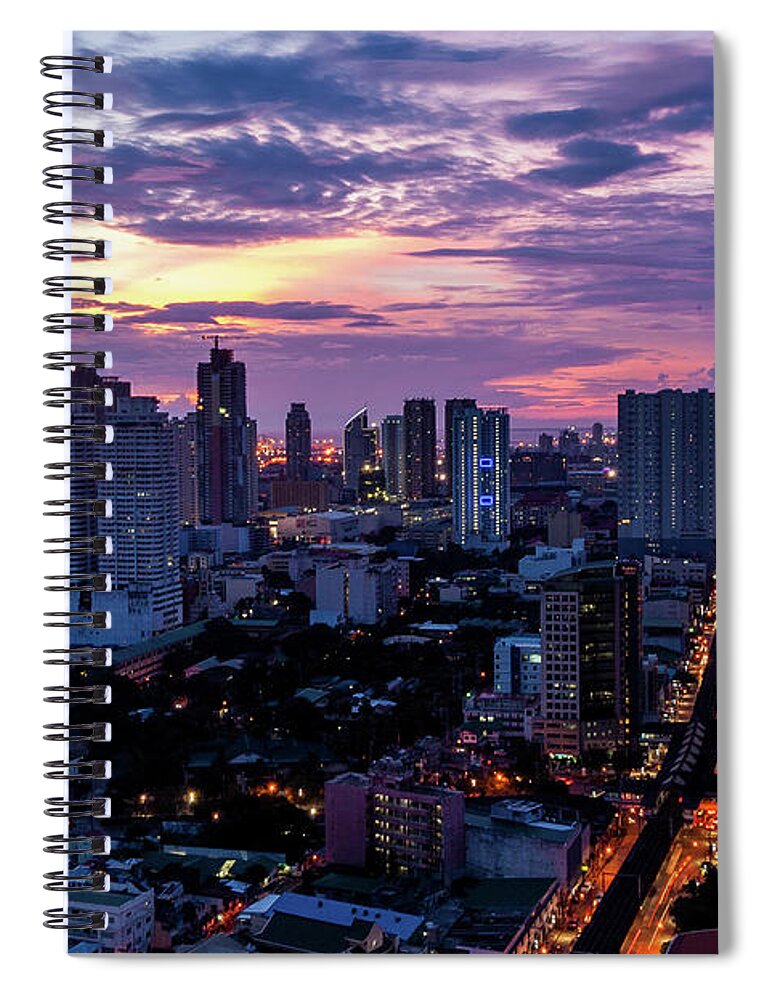 Philippines Spiral Notebook featuring the photograph Manla Cityscape by Arj Munoz