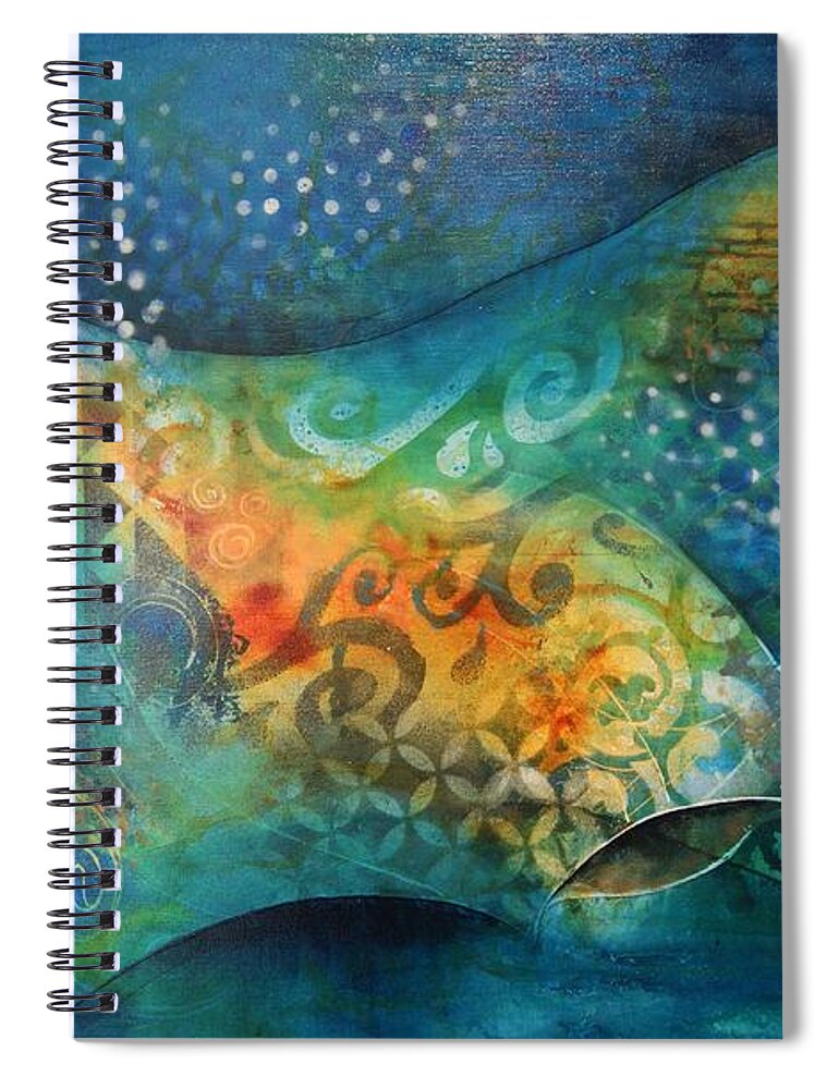 Manta Spiral Notebook featuring the painting Manta Ray by Reina Cottier