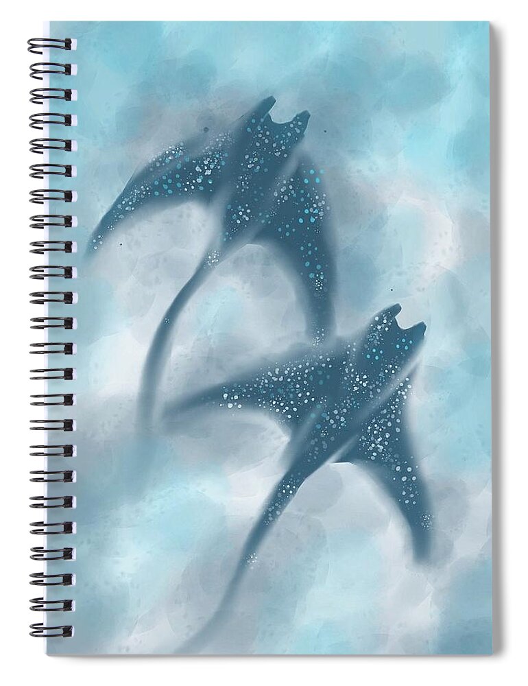 Manta Spiral Notebook featuring the digital art Manta rays by Faa shie