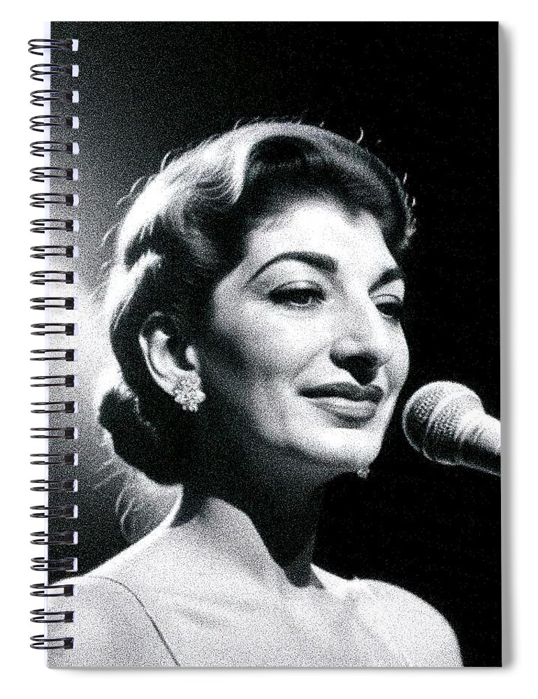 Maria Spiral Notebook featuring the digital art Maria Callas, Music Legend by Esoterica Art Agency