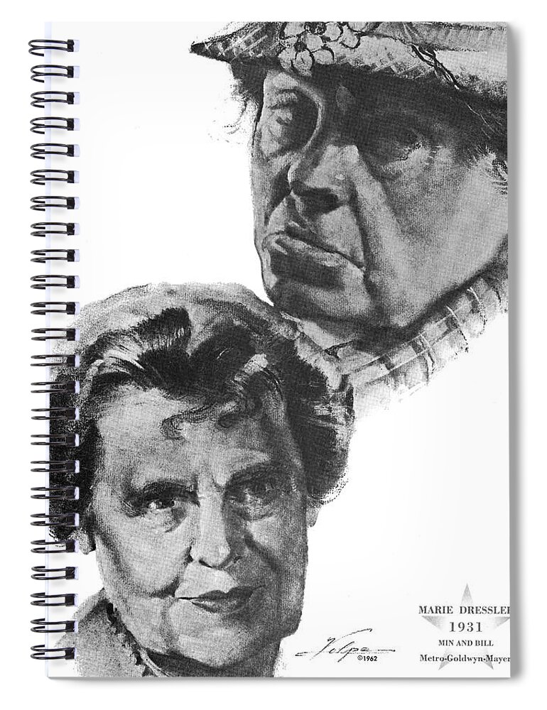Marie Spiral Notebook featuring the drawing Marie Dressler by Volpe by Movie World Posters
