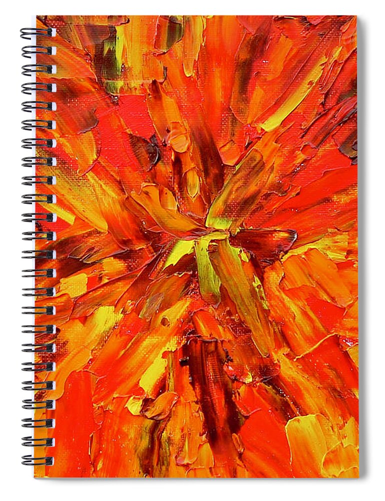 Marigold Spiral Notebook featuring the painting Marigold Inspiration 1 by Teresa Moerer