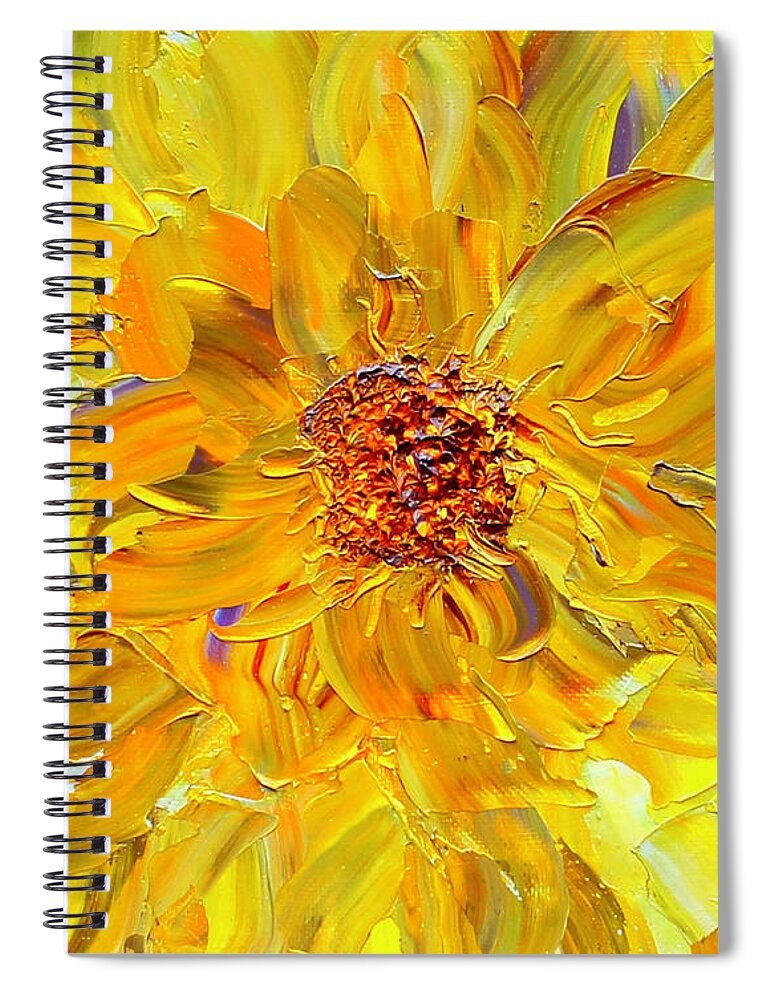 Marigold Spiral Notebook featuring the painting Marigold Inspiration 2 by Teresa Moerer