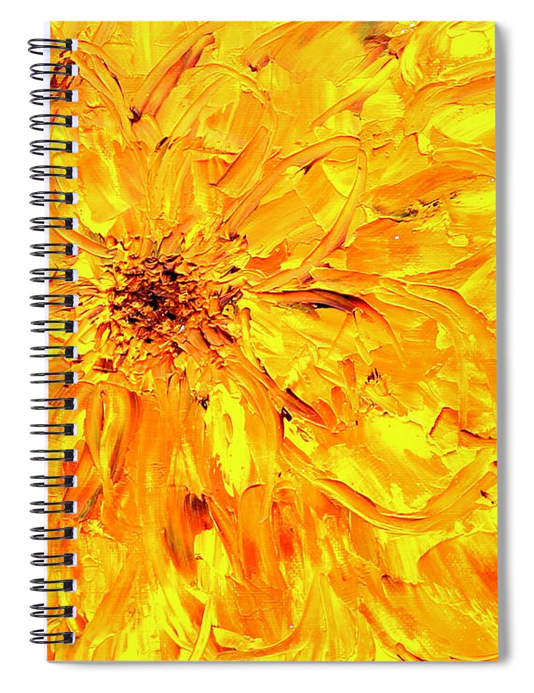 Yellow Spiral Notebook featuring the painting Marigold Inspiration 3 by Teresa Moerer