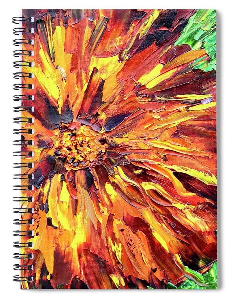 Marigold Spiral Notebook featuring the painting Marigold Inspiration 4 by Teresa Moerer