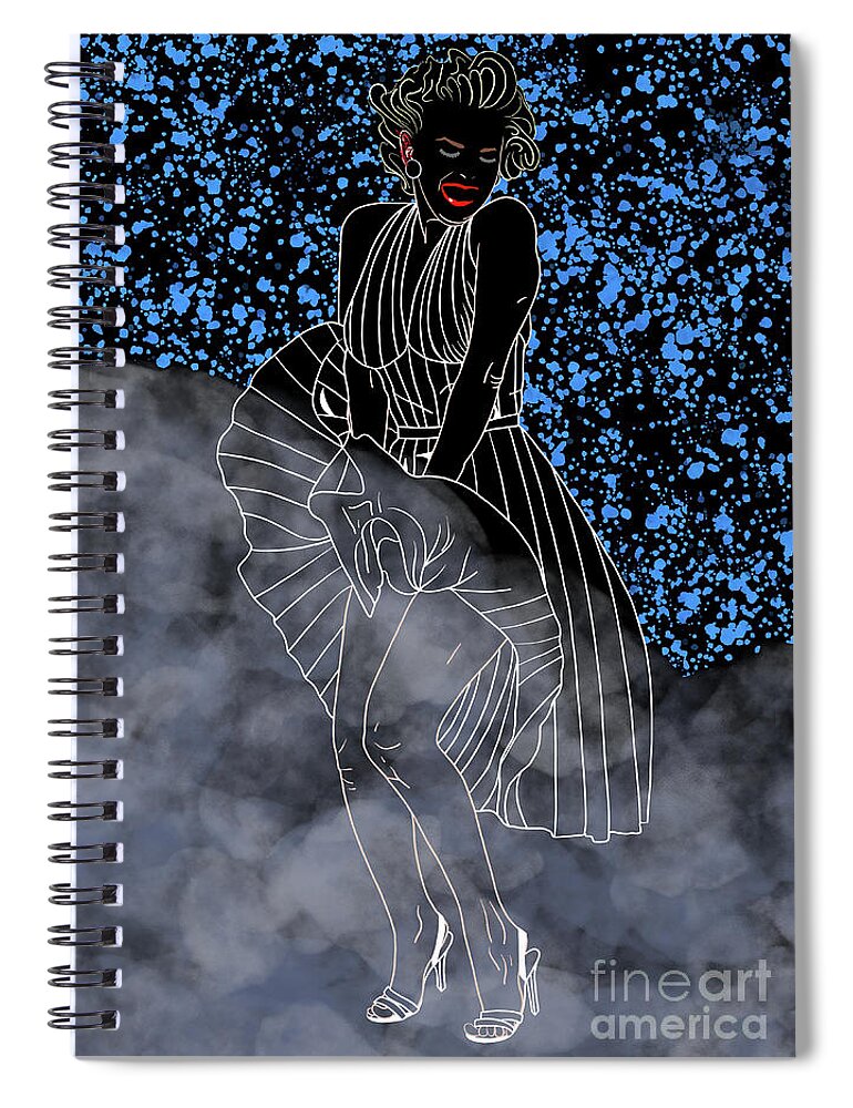 Marilyn Monroe Spiral Notebook featuring the digital art Marilyn Monroe Blue by Marisol VB