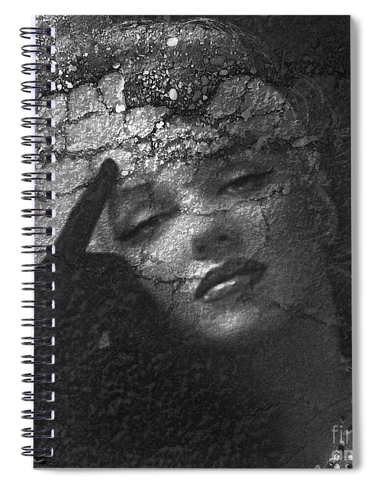 Marilyn Spiral Notebook featuring the painting Marilyn Str. 1 bw by Theo Danella