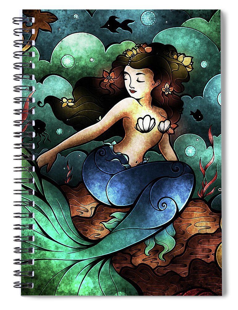  Spiral Notebook featuring the digital art Marina's Trio by Mandie Manzano