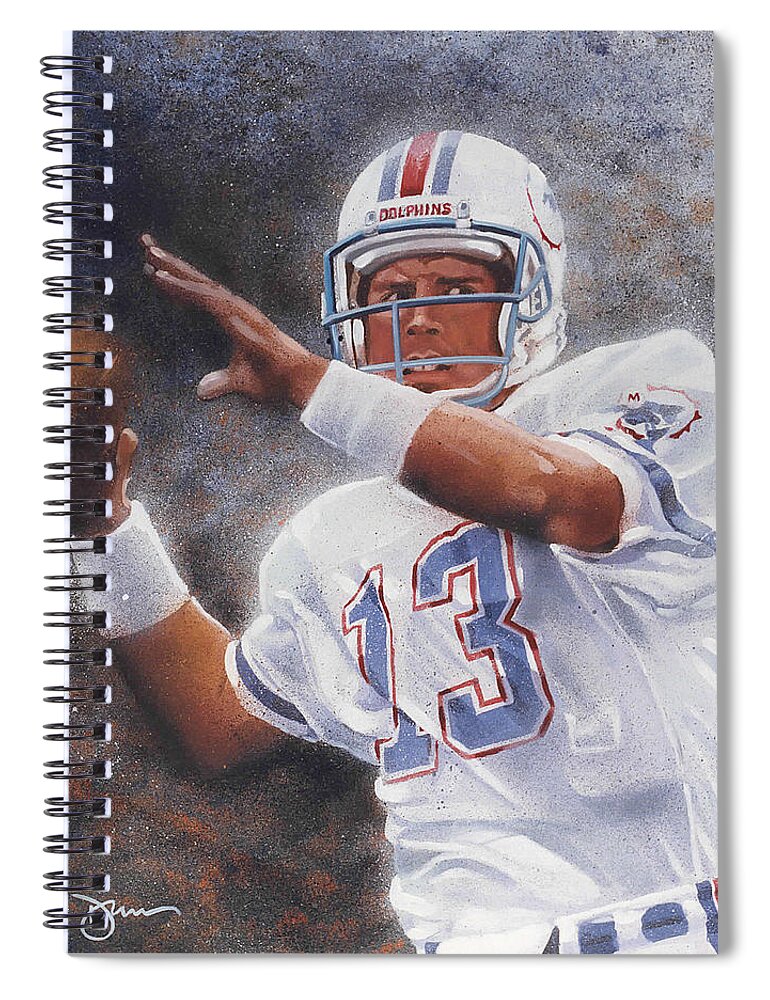 Miami Dolphins Spiral Notebook featuring the painting Marino by Duane Potosky