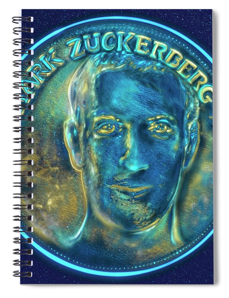 Wunderle Art Spiral Notebook featuring the digital art Mark Zuckerberg by Wunderle