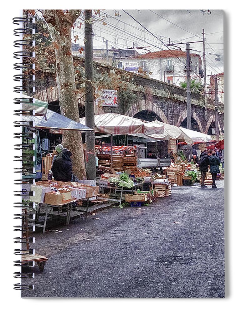 Catania Spiral Notebook featuring the photograph Market Day in Catania by Monroe Payne