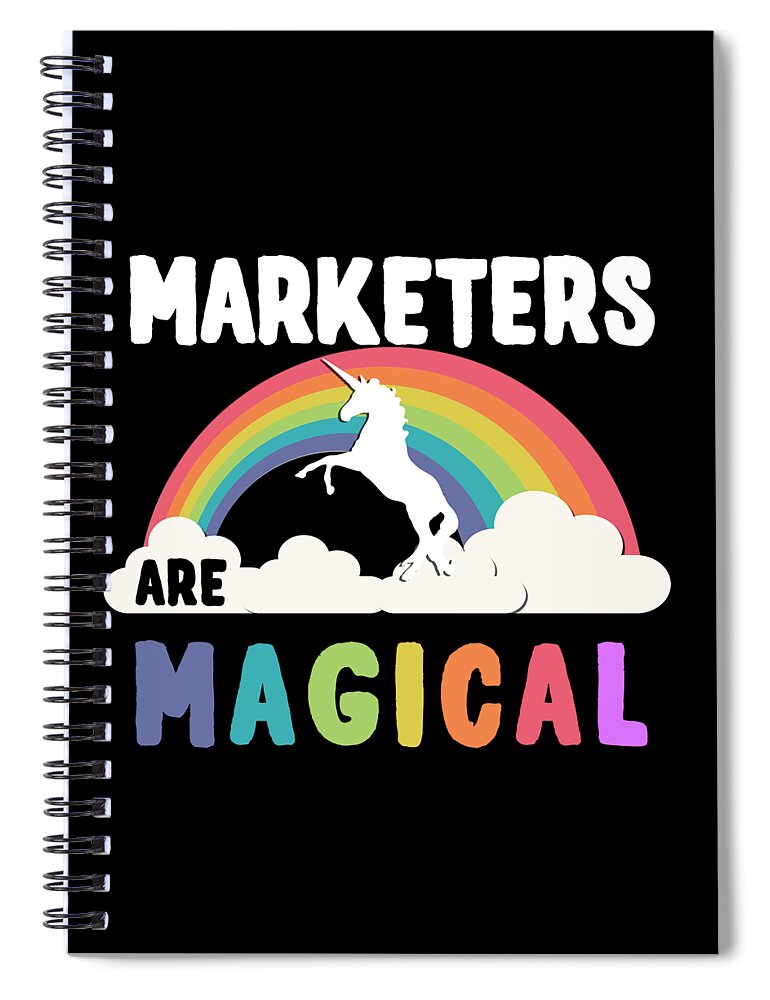 Funny Spiral Notebook featuring the digital art Marketers Are Magical by Flippin Sweet Gear