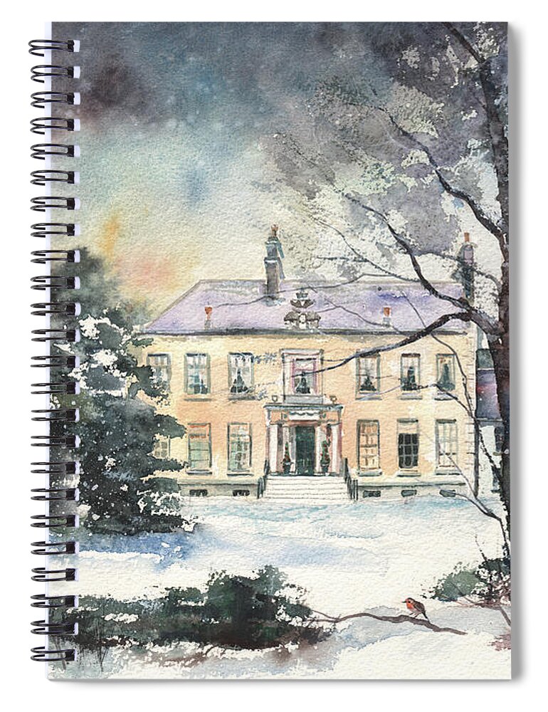 Marlay House Spiral Notebook featuring the painting Marlay House in Winter by Kate Bedell
