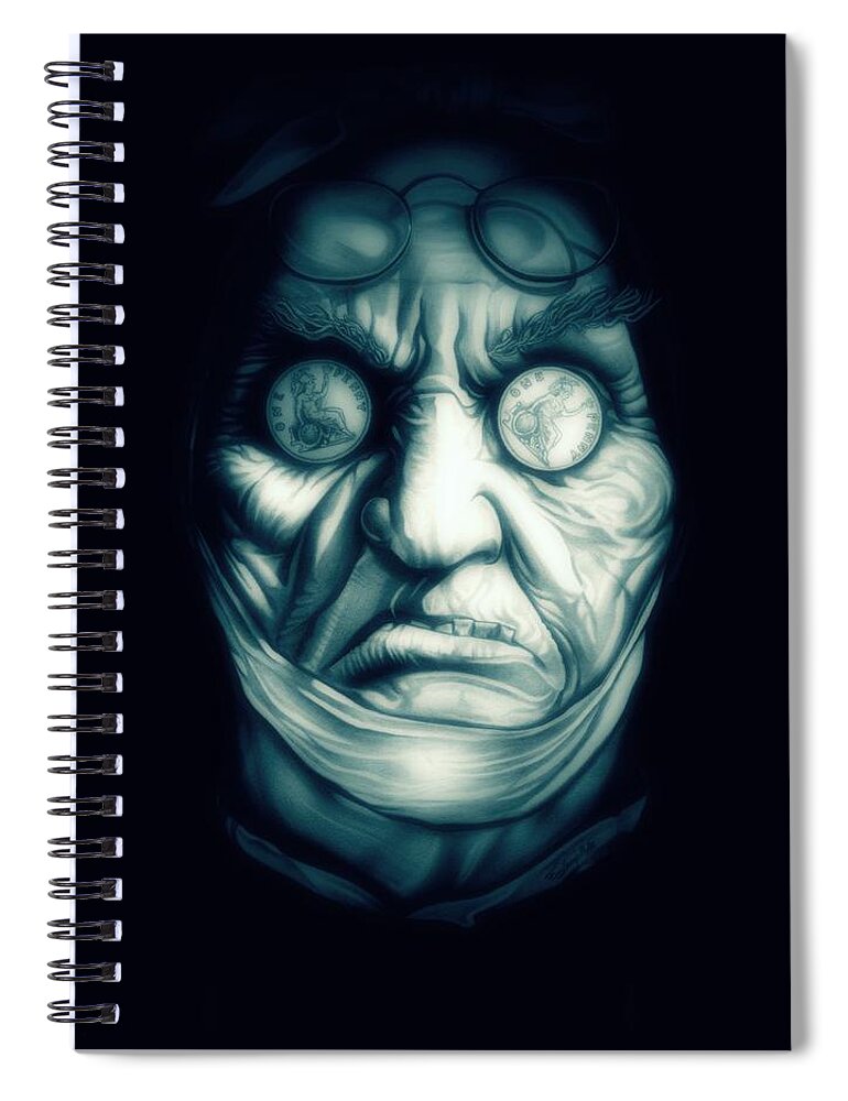 A Christmas Carol Spiral Notebook featuring the drawing Marley - Original Edition by Fred Larucci