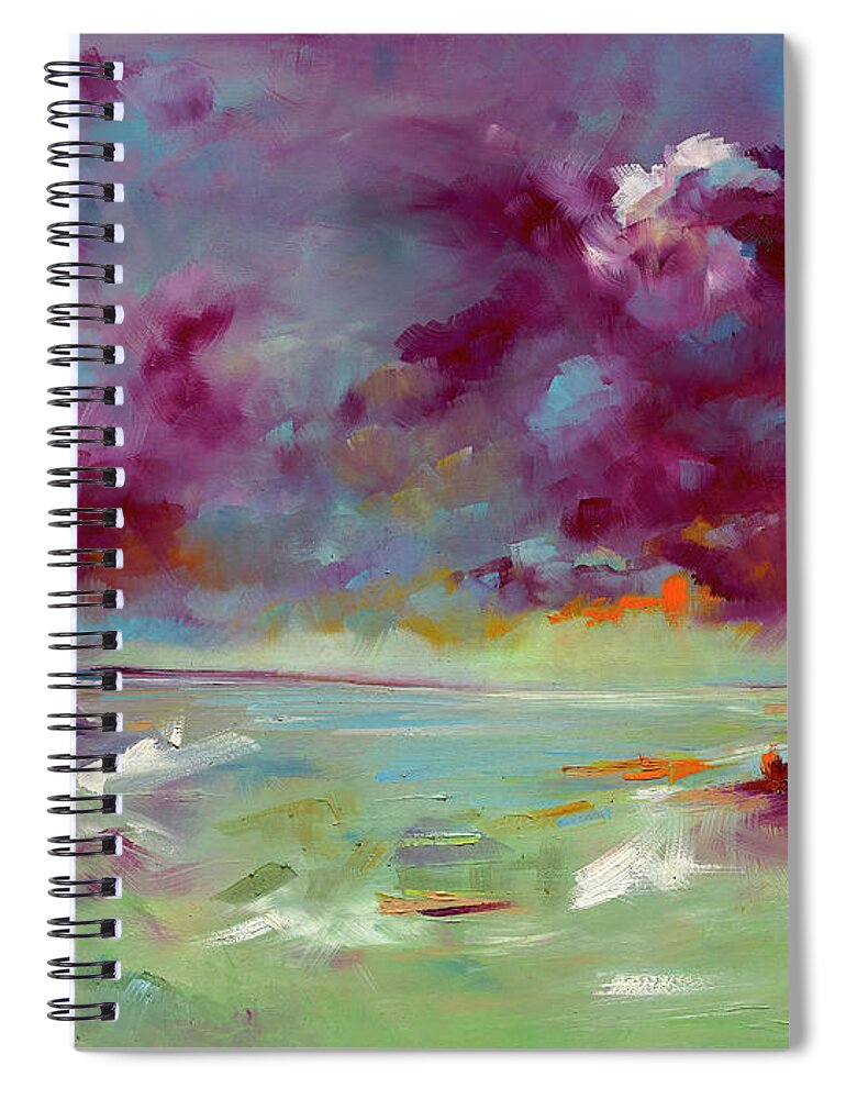 Bay Spiral Notebook featuring the painting Marooned by Roger Clarke