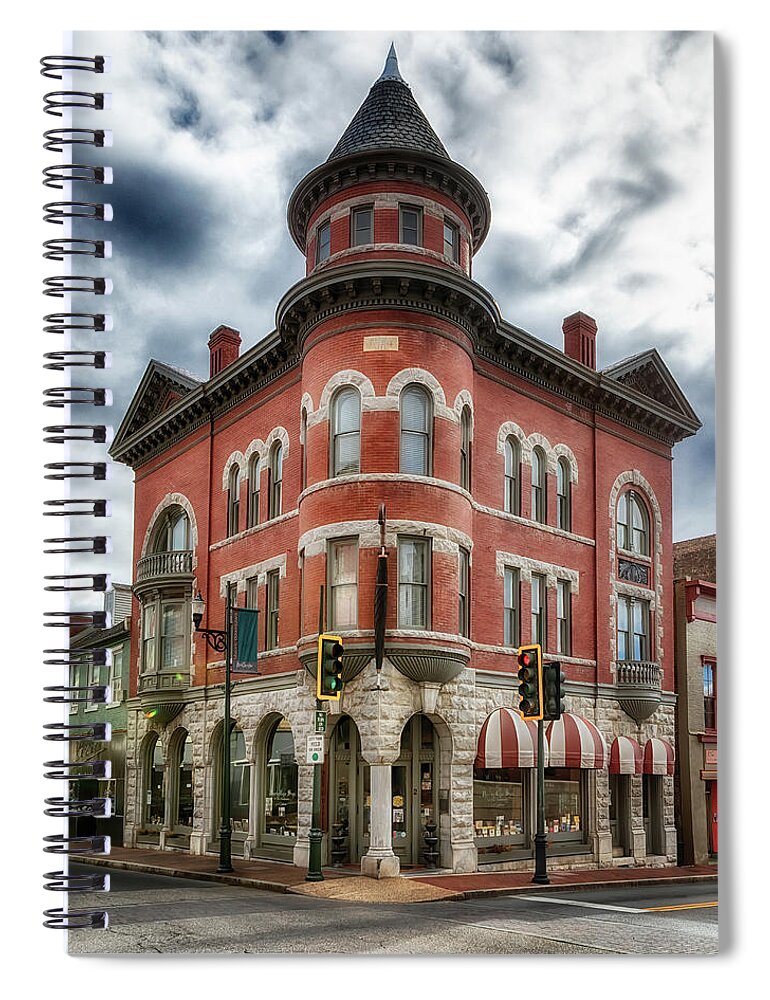 Staunton Spiral Notebook featuring the photograph Marquis Building - Staunton Virginia by Susan Rissi Tregoning