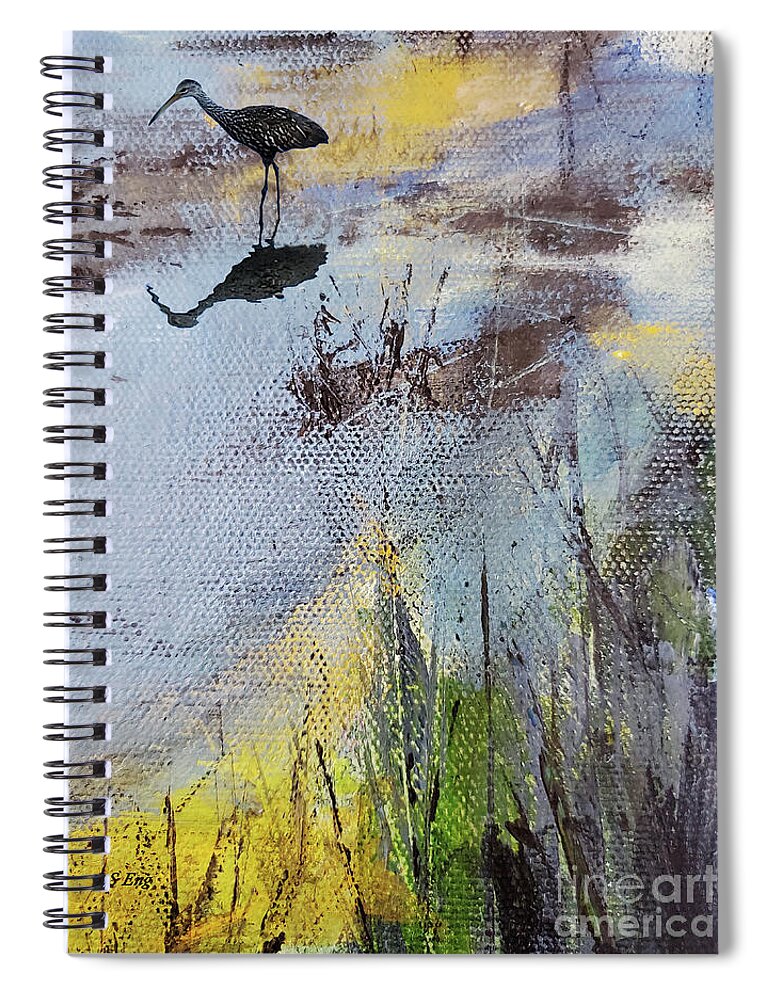 Abstract Spiral Notebook featuring the mixed media Marsh Impressions 3 by Sharon Williams Eng