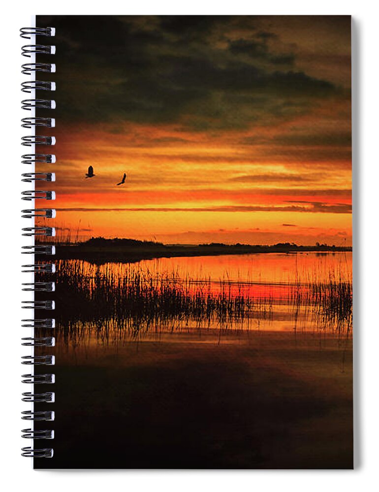 Marsh Sunset Spiral Notebook featuring the photograph Marsh Sunset by Susan Maxwell Schmidt