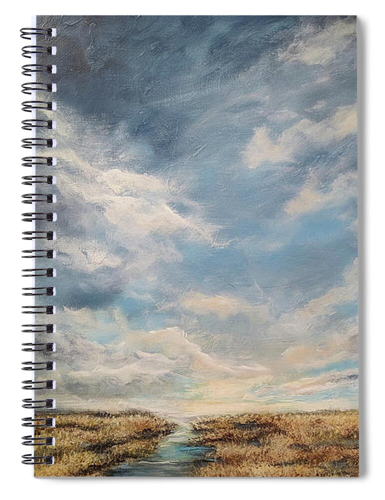 Landscape Spiral Notebook featuring the painting Marshland Symphony by Jai Johnson