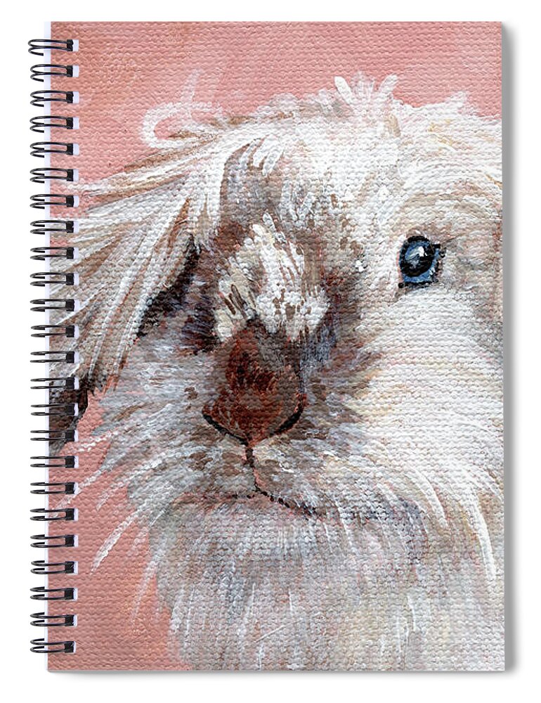 Rabbit Painting Spiral Notebook featuring the painting Marshmallow - Bunny Painting by Annie Troe