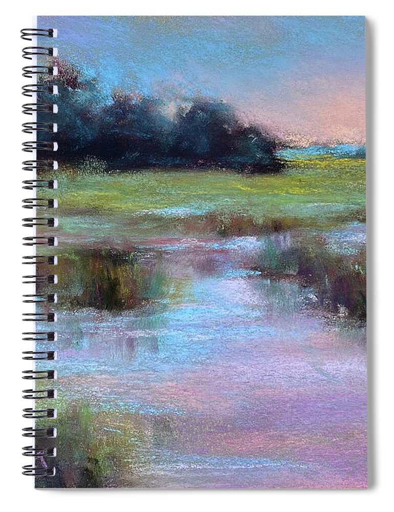 Marsh Spiral Notebook featuring the painting Marshy Blues by Susan Jenkins