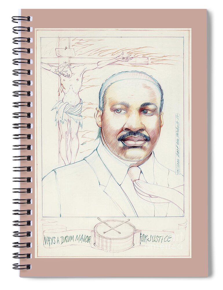 Martin Luther King Illustration Spiral Notebook featuring the drawing Martin Luther King by William Hart McNichols