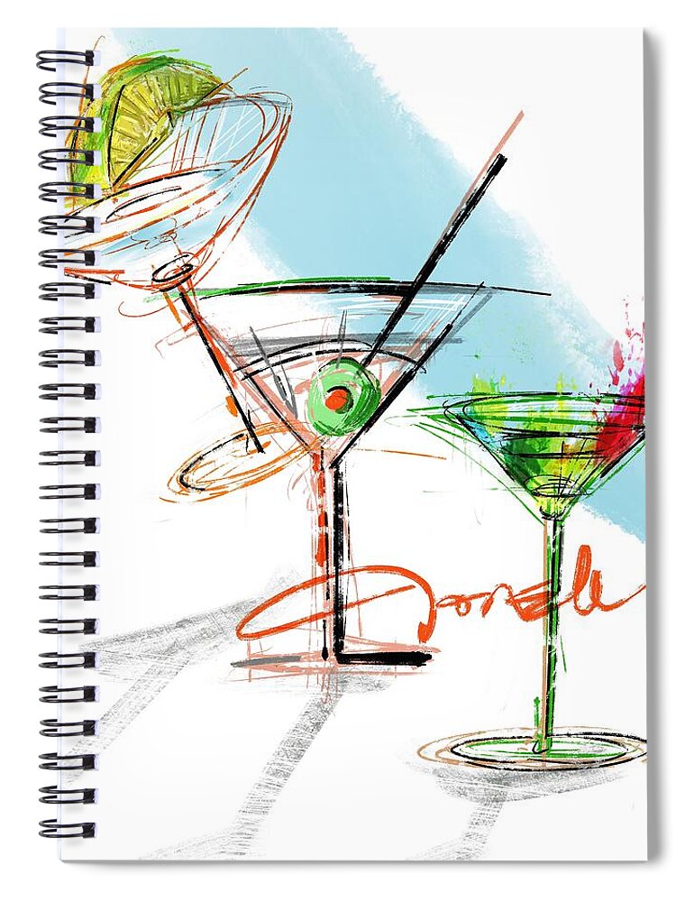  Martini Spiral Notebook featuring the mixed media Martini bar by Mark Tonelli