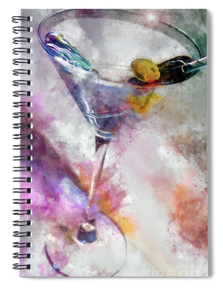 Watercolor Martini Spiral Notebook featuring the painting Martini Time by Jon Neidert