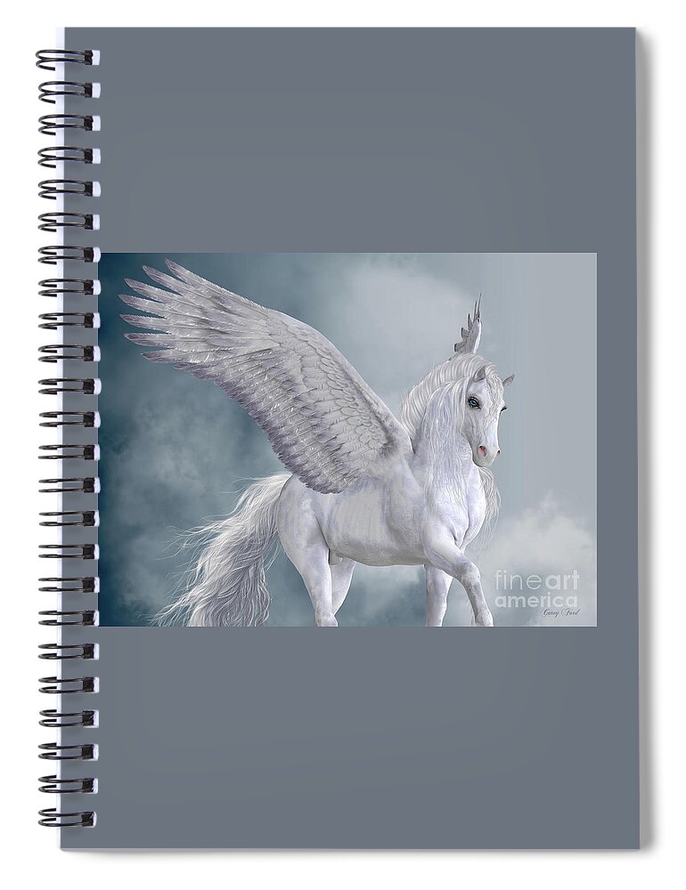 Pegasus Spiral Notebook featuring the digital art Marvelous White Pegasus by Corey Ford