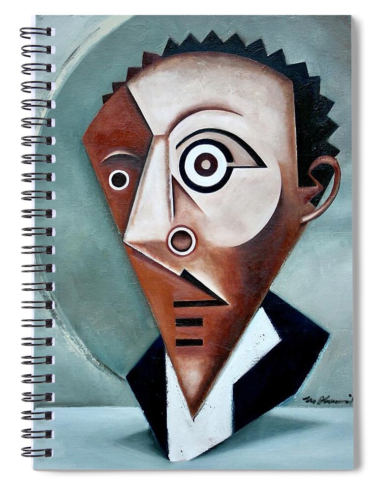 Langston Hughes Spiral Notebook featuring the painting Mask of the Black Pierrot / Langston Hughes by Martel Chapman