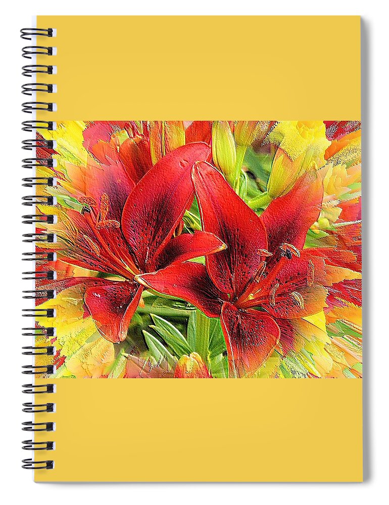  Spiral Notebook featuring the digital art Masked Lilies by Beverly Read