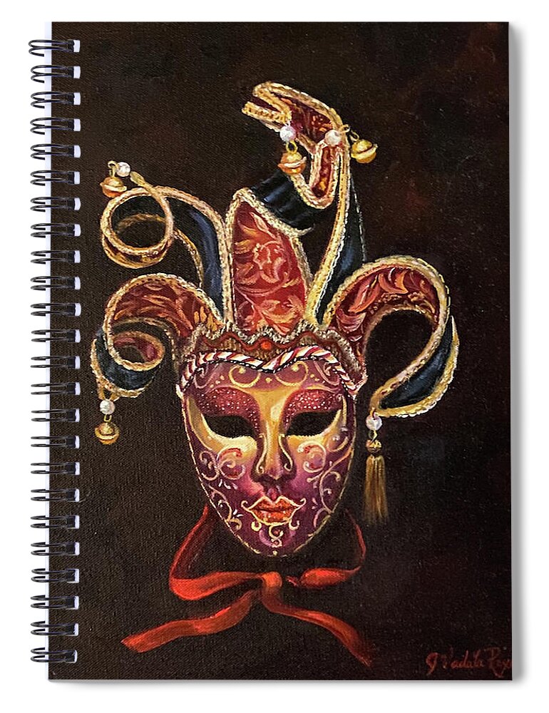 Mask Spiral Notebook featuring the painting Masqurade by Judy Rixom